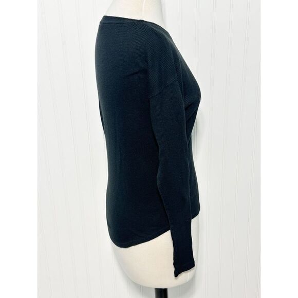 PINK Victoria's Secret Women's Love Pink Thermal Knitted Top Black‎ Size XS - Picture 5 of 10